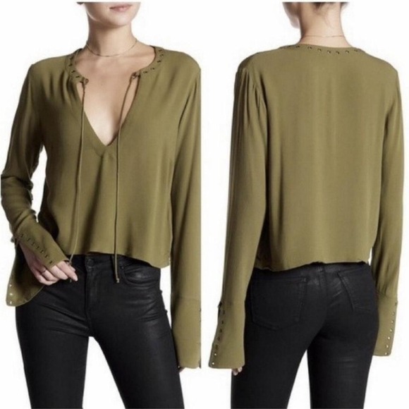 Free People Olive Green Nu Nu Jump Grommet Top size xs - Picture 2 of 4